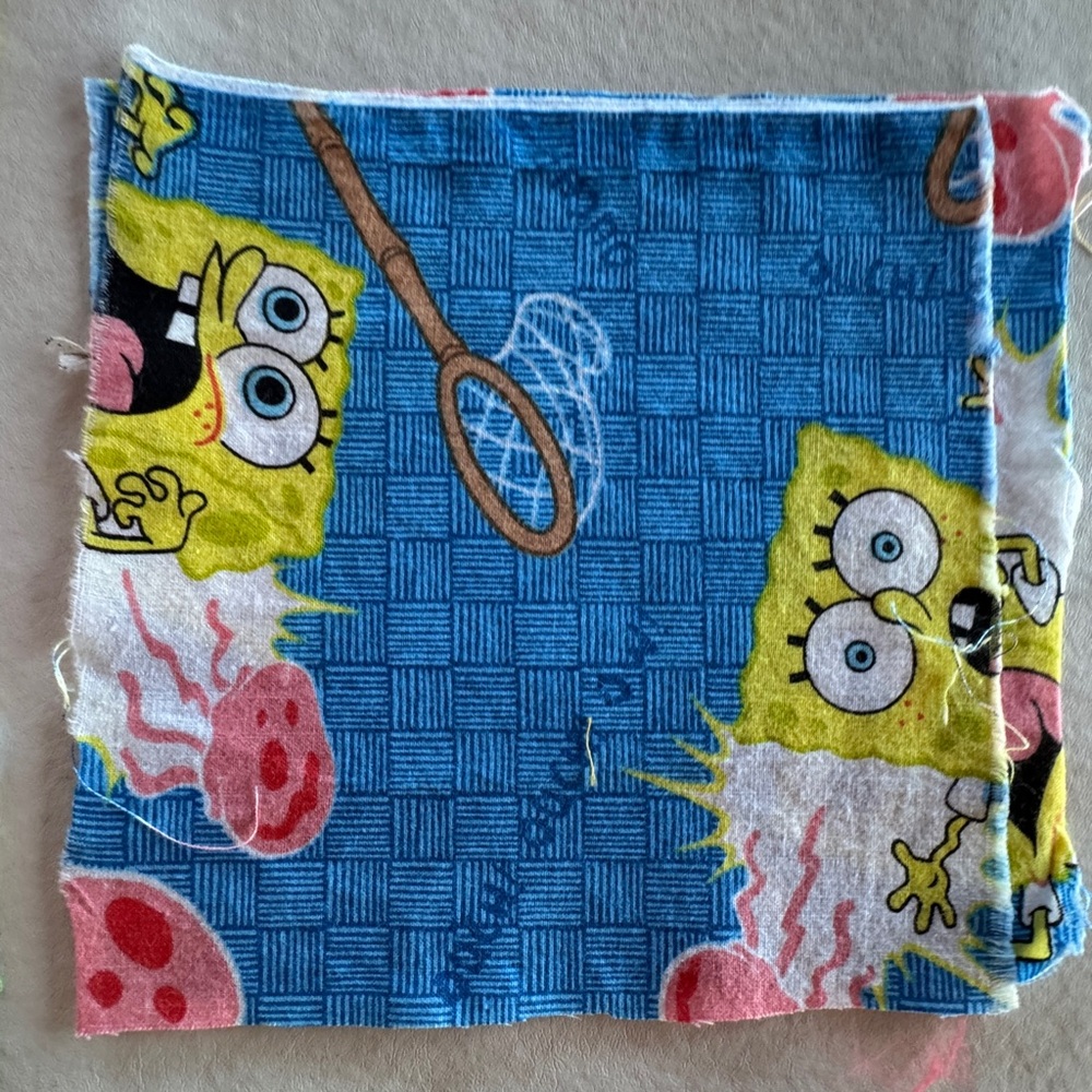 SpongeBob 2002 Vintage Cotton Fabric Blocks and Remnants - Picture 7 of 15